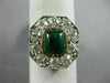 ANTIQUE LARGE 3.80CT DIAMOND & AAA EMERALD PLATINUM 3D OCTAGON ANNIVERSARY RING