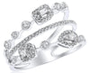 .42CT DIAMOND 14KT WHITE GOLD 3D ROUND BAGUETTE & PRINCESS MULTI SHAPE FUN RING