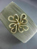 ESTATE WIDE .62CT DIAMOND 18K GOLD & STAINLESS STEEL FLOWER MESH BANGLE BRACELET