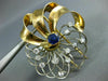 ANTIQUE LARGE 2.80CT DIAMOND & AAA SAPPHIRE 14KT 2 TONE GOLD FLOWER BROOCH #2402