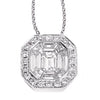 .72CT DIAMOND 14K WHITE GOLD ROUND BAGUETTE & EMERALD CUT BEZEL FLOATING PENDANT