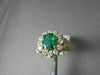 ESTATE 3.34CT DIAMOND & AAA COLOMBIAN EMERALD 14KT YELLOW GOLD FLOWER HALO RING