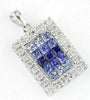 ESTATE 1.30CT DIAMOND & AAA SAPPHIRE 14K WHITE GOLD 3D INVISIBLE CLASSIC PENDANT