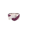 ESTATE 1.83CT DIAMOND & AAA RUBY 18KT WHITE GOLD CRISS CROSS INFINITY LOVE RING