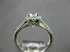 ESTATE 1.03CT DIAMOND & AAA AQUAMARINE 14K WHITE GOLD ROUND HALO ENGAGEMENT RING
