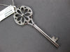LARGE .18CT DIAMOND 14KT WHITE GOLD 3D FLOWER KEY TO YOUR HEART FLOATING PENDANT