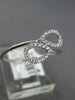 ESTATE .11CT DIAMOND 14KT WHITE GOLD 3D DOUBLE PEAR SHAPE LEAF CRISS CROSS RING
