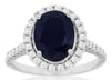 LARGE 3.60CT DIAMOND & AAA SAPPHIRE 14KT WHITE GOLD OVAL & ROUND ENGAGEMENT RING