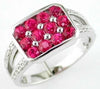 ESTATE 1.50CT DIAMOND & AAA RUBY 14KT WHITE GOLD 3D CLUSTER OCTAGON FUN RING