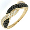 .55CT WHITE & BLACK DIAMOND 14KT YELLOW GOLD 3D 2 ROW INFINITY ROPE FUN RING