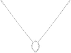 .25CT DIAMOND 14KT WHITE GOLD ROUND & BAGUETTE OVAL CIRCLE OF LIFE LOVE NECKLACE
