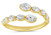 1.04CT DIAMOND 14K YELLOW GOLD OVAL 3D MARQUISE GRADUATING CRISS CROSS LOVE RING