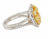 LARGE 2.99CT WHITE & FANCY YELLOW DIAMOND 18KT 2 TONE GOLD MULTI SHAPE LOVE RING