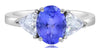2.91CT DIAMOND & AAA TANZANITE 14KT WHITE GOLD OVAL & TRILLION ENGAGEMENT RING