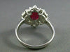 ESTATE LARGE 2.37CT DIAMOND & RUBY 18KT WHITE GOLD FLOWER ENGAGEMENT RING #25401