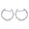 ESTATE WIDE .14CT DIAMOND 14KT WHITE GOLD CLASSIC LOVE KNOT LINK HUGGIE EARRINGS