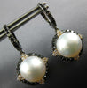 1.64CT WHITE & BLACK DIAMOND & SOUTH SEA PEARL 18KT BLACK GOLD HANGING EARRINGS