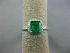 ESTATE 1.32CT DIAMOND & AAA EMERALD 14KT WHITE GOLD HALO ENGAGEMENT RING #22246