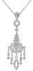 .39CT DIAMOND 14KT WHITE GOLD CHANDELIER MULTI ROW FILIGREE FUN FLOATING PENDANT