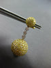 LARGE 7.28CT WHITE & FANCY YELLOW DIAMOND 18KT 2 TONE GOLD BALL HANGING EARRINGS
