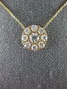 EXTRA LARGE 1.24CT DIAMOND 14KT YELLOW GOLD 3D SOLITAIRE CLUSTER FLOWER NECKLACE