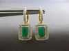 2.2CT DIAMOND & AAA EMERALD 14KT 2 TONE GOLD 3D SQUARE LEVERBACK EARRINGS #28137