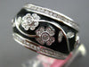 WIDE 1.23CT DIAMOND & BLACK ENAMEL 18K WHITE GOLD MULTI FLOWER ETERNITY FUN RING