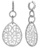 1.36CT DIAMOND 18KT WHITE GOLD 3D FILIGREE TEAR DROP LOVE KNOT HANGING EARRINGS