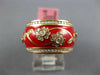 WIDE 1.23CT DIAMOND & RED ENAMEL 18KT ROSE GOLD MULTI FLOWER ETERNITY FUN RING