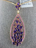 LARGE 5.04CT DIAMOND & AAA AMETHYST & SAPPHIRE 18KT ROSE GOLD TEAR DROP PENDANT
