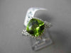 ESTATE WIDE 2.21CT DIAMOND & AAA EXTRA FACET PERIDOT 14KT WHITE GOLD SQUARE RING
