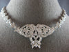 LARGE & LONG 3CT DIAMOND 14KT WHITE GOLD 3D DOUBLE HEART FILIGREE NECKLACE 28190