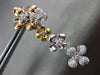 ESTATE LARGE 1.52CT DIAMOND 14KT TRI COLOR GOLD 3D MULTI FLOWER HANGING EARRINGS