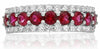 ESTATE WIDE 1.68CT DIAMOND & AAA RUBY 14KT WHITE GOLD THREE ROW ANNIVERSARY RING