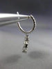 LARGE 14KT WHITE GOLD HUGGIE HANGING EARRINGS. 3D FLOWER OCTAGON DESIGN