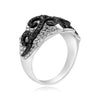ESTATE WIDE 1.87CT WHITE & BLACK DIAMOND 14KT WHITE GOLD 3D FILIGREE FUN RING