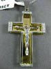 ESTATE EXTRA LARGE .35CT DIAMOND 14K WHITE & YELLOW GOLD 3D CROSS PENDANT #12474