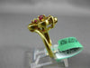 ESTATE LARGE .46CT DIAMOND & AAA RUBY 18K YELLOW GOLD 3D FLOWER ANNIVERSARY RING