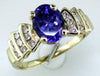 2.47CT DIAMOND & AAA TANZANITE 14KT YELLOW GOLD 3D OVAL & ROUND ENGAGEMENT RING