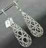 ANTIQUE 3.03C DIAMOND 18KT WHITE GOLD LONG FILIGREE DOME HANGING EARRINGS E00900