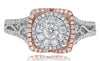 .89CT DIAMOND 18KT WHITE & ROSE GOLD SOLITAIRE CLUSTER FLOWER FILIGREE FUN RING
