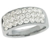 WIDE 1.48CT DIAMOND 14KT WHITE GOLD THREE ROW PAVE LOW SETTING ANNIVERSARY RING