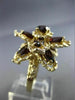 ANTIQUE EXTRA LARGE 6.0CT AAA GARNET 14KT YELLOW GOLD 3D FLOWER RING #25609
