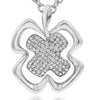 ESTATE .56CT DIAMOND 14KT WHITE GOLD DOUBLE FLOWER IRISH CLOVER FLOATING PENDANT