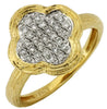 ESTATE .24CT DIAMOND 14KT YELLOW GOLD 3D CLUSTER 4 LEAF CLOVER FLOWER LOVE RING
