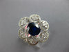 2.92CT DIAMOND & AAA SAPPHIRE 18KT WHITE GOLD 3D OVAL & ROUND FLOWER LOVE RING