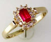 .50CT DIAMOND & AAA RUBY 14K YELLOW GOLD 3D EMERALD CUT & ROUND SQUARE HALO RING