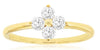 ESTATE .41CT DIAMOND 14KT YELLOW GOLD 3D CLASSIC ROUND STONE FLOWER LOVE RING