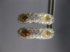1.0CT DIAMOND 14KT 2 TONE GOLD SEMI HOOP GEOMETRICAL FUN HANGING EARRINGS #27313