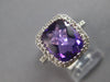 LARGE 4.51CT DIAMOND & AAA AMETHYST 14KT WHITE GOLD 3D CUSHION & ROUND HALO RING